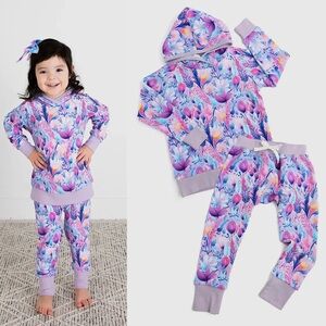 6-12 Gigi & Max Purple Floral Jogger Set